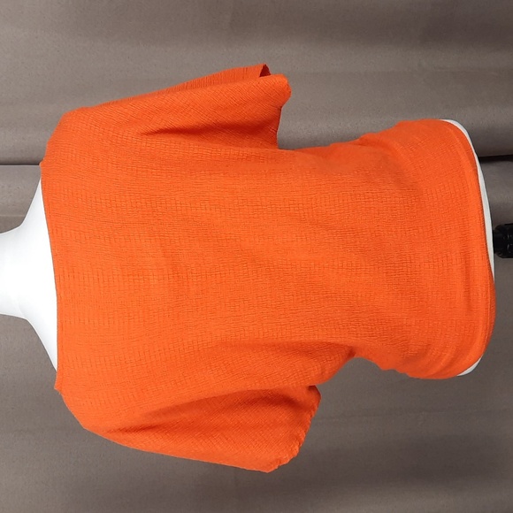 Zara orange textured twist knot front short dolman sleeve top, size small - Picture 6 of 7